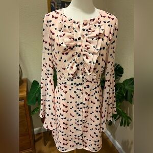 bebe Elora Blush Heart Sunglasses Print Long Sleeve Mini Dress - Size 8